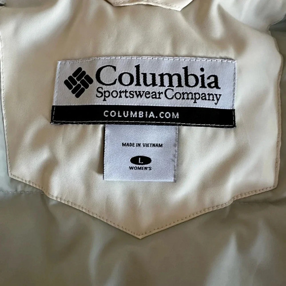 Columbia Down Feather Puffer Vest Women's Ivory Zip Pockets Outdoor. Sz: M. - Picture 10 of 13